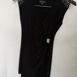 R&M Richards Black Asymmetrical Dress with Embellishments